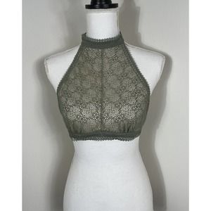 NWOT Victoria’s Secret sheer lace mesh underwire high neck halter top bra Medium